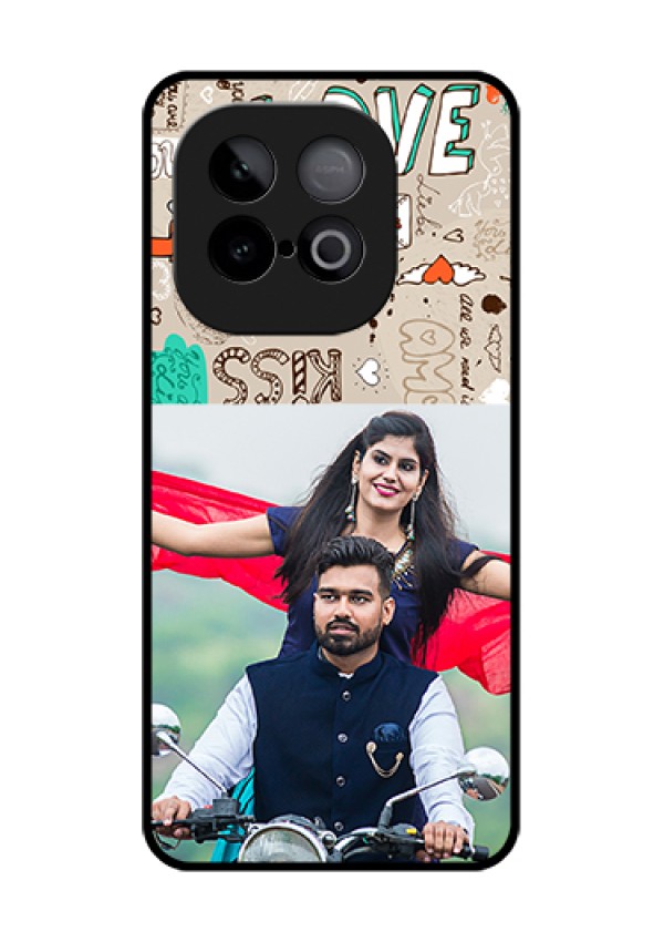 iQOO Neo 10 5G Custom Glass Phone Case - Love Doodle Pattern