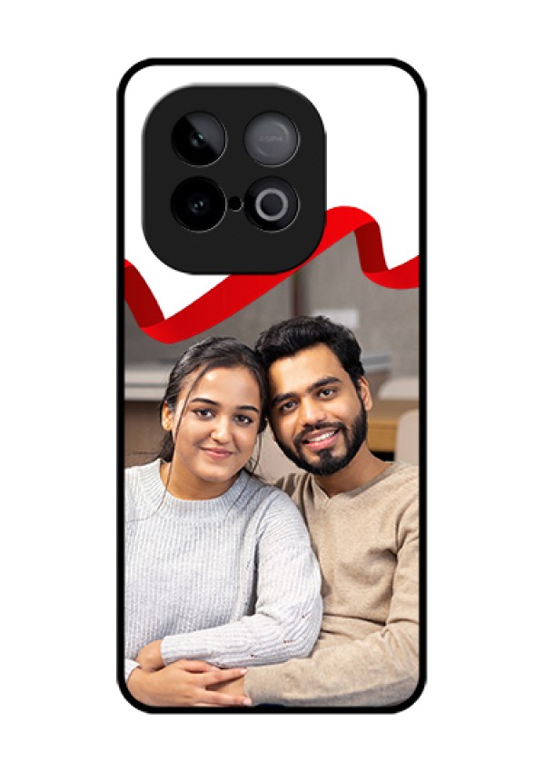 iQOO Neo 10 5G Custom Glass Phone Case - Red Ribbon Frame Design