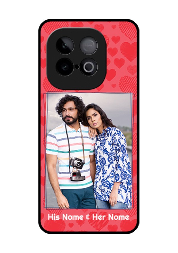 iQOO Neo 10 5G Custom Glass Phone Case - With Red Heart Symbols Design