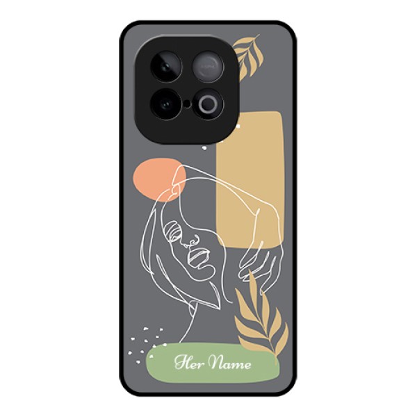 iQOO Neo 10 5G Custom Glass Phone Case - Gazing Woman Line Art Design iQOO Neo 10 5G Custom Glass Phone Case - Gazing Woman Line Art Design