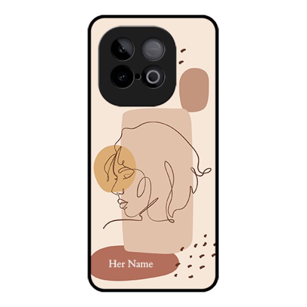 iQOO Neo 10 5G Custom Glass Phone Case - Calm Woman Line Art Design iQOO Neo 10 5G Custom Glass Phone Case - Calm Woman Line Art Design