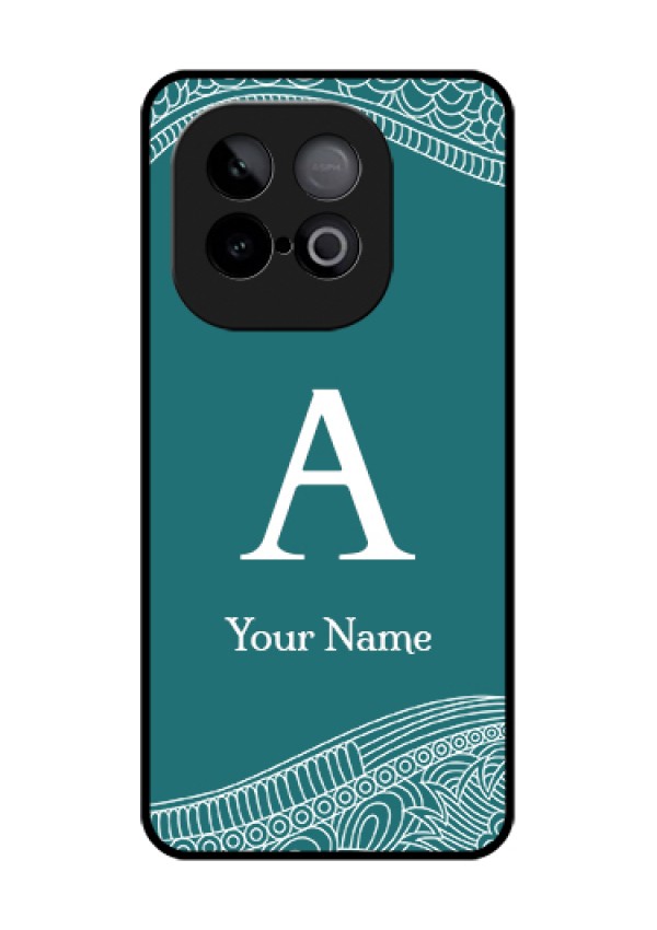 iQOO Neo 10 5G Custom Glass Phone Case - Line Art Pattern With Custom Name Design