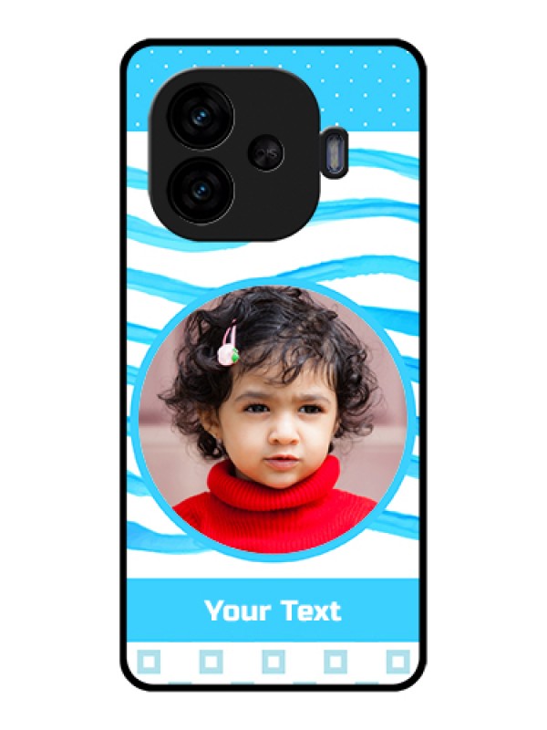 Custom iQOO Neo 10R 5G Custom Glass Phone Case - Simple Blue Case Design