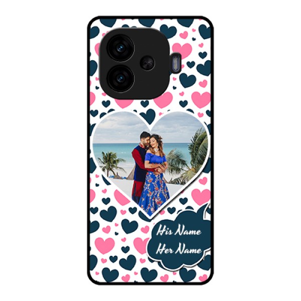 iQOO Neo 10R 5G Custom Glass Phone Case - Pink & Blue Heart Design iQOO Neo 10R 5G Custom Glass Phone Case - Pink & Blue Heart Design