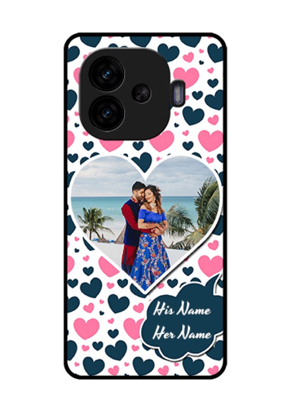 iQOO Neo 10R 5G Custom Glass Phone Case - Pink & Blue Heart Design