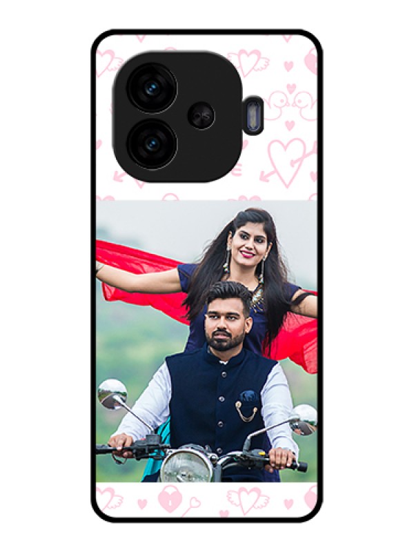 Custom iQOO Neo 10R 5G Custom Glass Phone Case - Pink Flying Heart Design