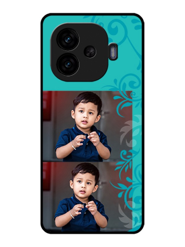 Custom iQOO Neo 10R 5G Custom Glass Phone Case - With Photo And Green Floral Design