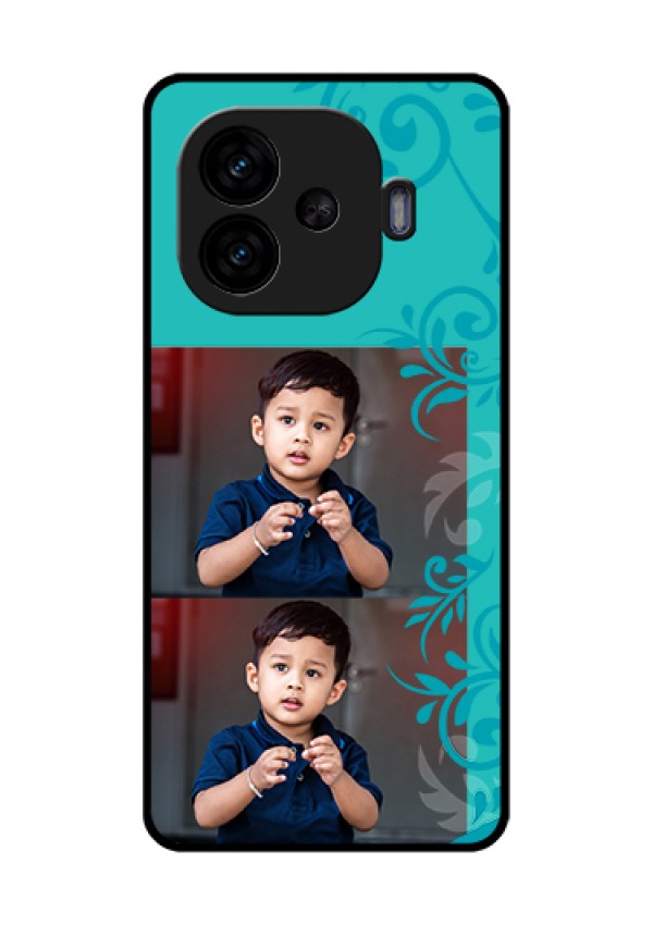 iQOO Neo 10R 5G Custom Glass Phone Case - With Photo And Green Floral Design