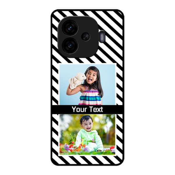 iQOO Neo 10R 5G Custom Glass Phone Case - Black And White Stripes Design