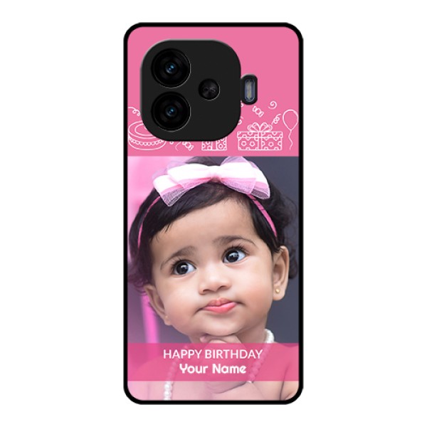 iQOO Neo 10R 5G Custom Glass Phone Case - With Birthday Line Art Design