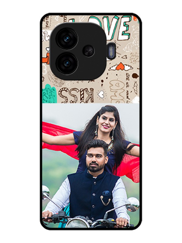 Custom iQOO Neo 10R 5G Custom Glass Phone Case - Love Doodle Pattern