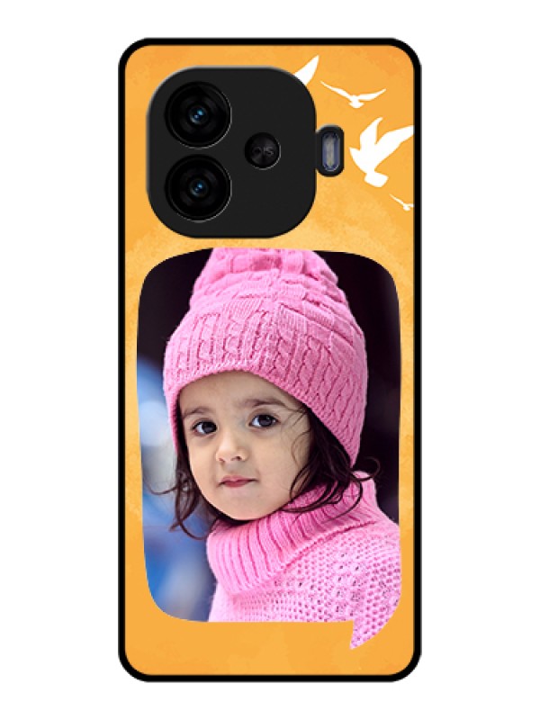 Custom iQOO Neo 10R 5G Custom Glass Phone Case - Water Color Design With Bird Icons