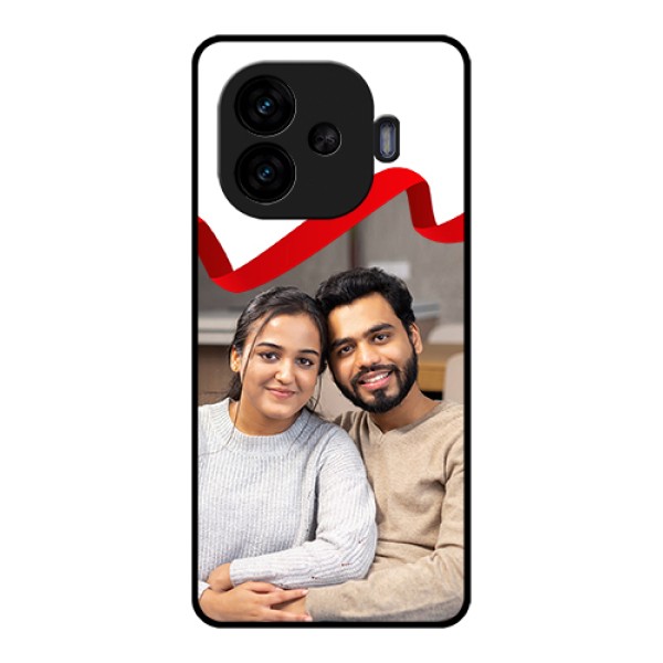 iQOO Neo 10R 5G Custom Glass Phone Case - Red Ribbon Frame Design