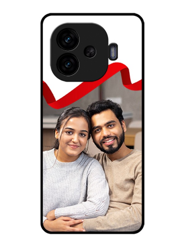 Custom iQOO Neo 10R 5G Custom Glass Phone Case - Red Ribbon Frame Design