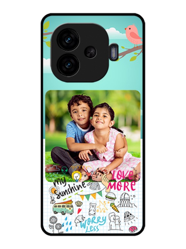 Custom iQOO Neo 10R 5G Custom Glass Phone Case - Doodle Love Design