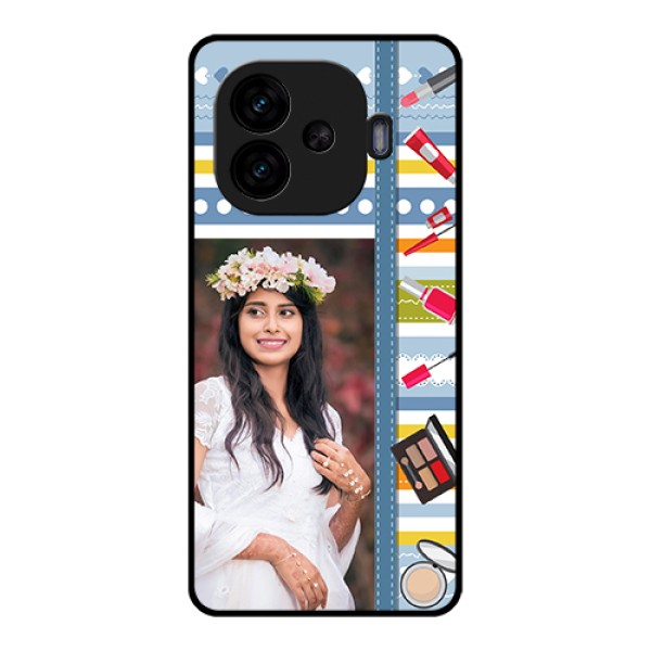 iQOO Neo 10R 5G Custom Glass Phone Case - Makeup Icons Design