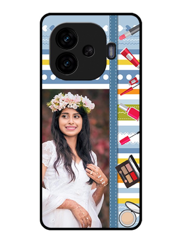 Custom iQOO Neo 10R 5G Custom Glass Phone Case - Makeup Icons Design