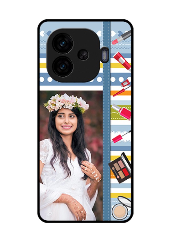 iQOO Neo 10R 5G Custom Glass Phone Case - Makeup Icons Design