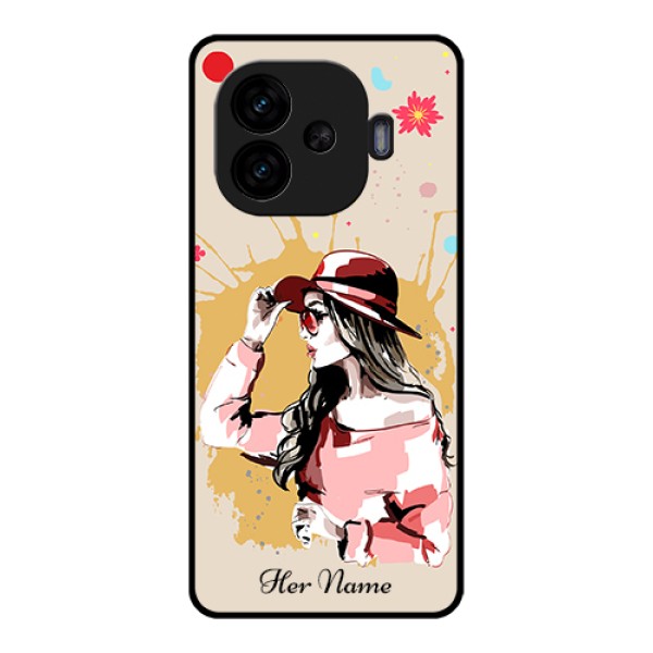 iQOO Neo 10R 5G Custom Glass Phone Case - Women With Pink Hat Design iQOO Neo 10R 5G Custom Glass Phone Case - Women With Pink Hat Design