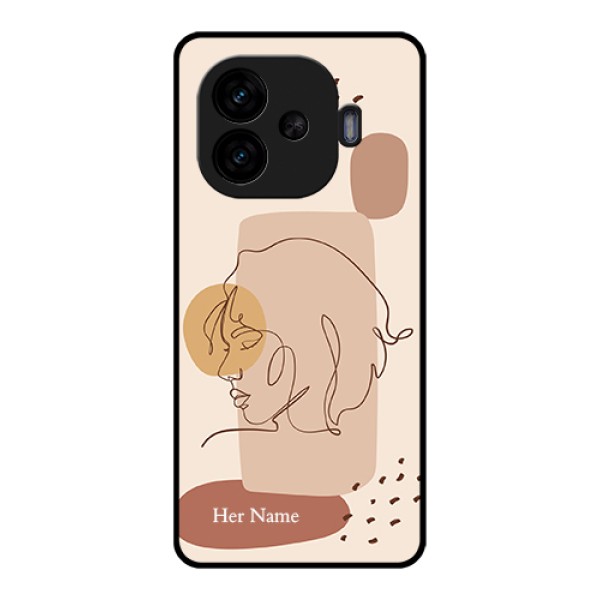 iQOO Neo 10R 5G Custom Glass Phone Case - Calm Woman Line Art Design iQOO Neo 10R 5G Custom Glass Phone Case - Calm Woman Line Art Design