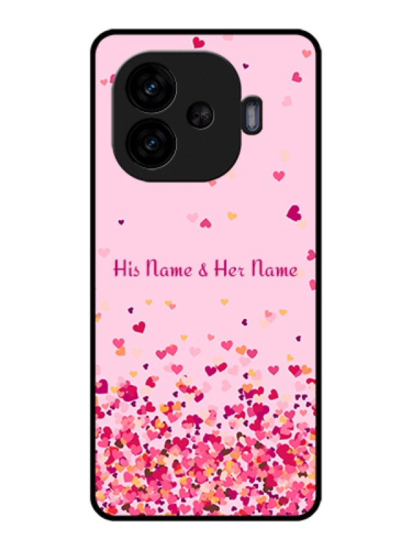 Custom iQOO Neo 10R 5G Custom Glass Phone Case - Floating Hearts Design