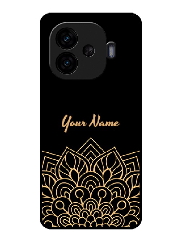 Custom iQOO Neo 10R 5G Custom Glass Phone Case - Golden Mandala Design