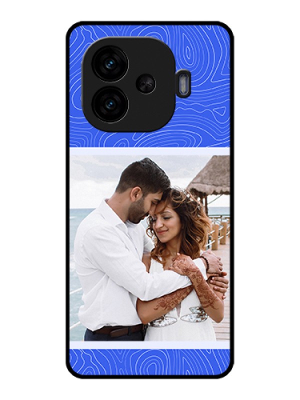 Custom iQOO Neo 10R 5G Custom Glass Phone Case - Curved Line Art With Blue And White Design