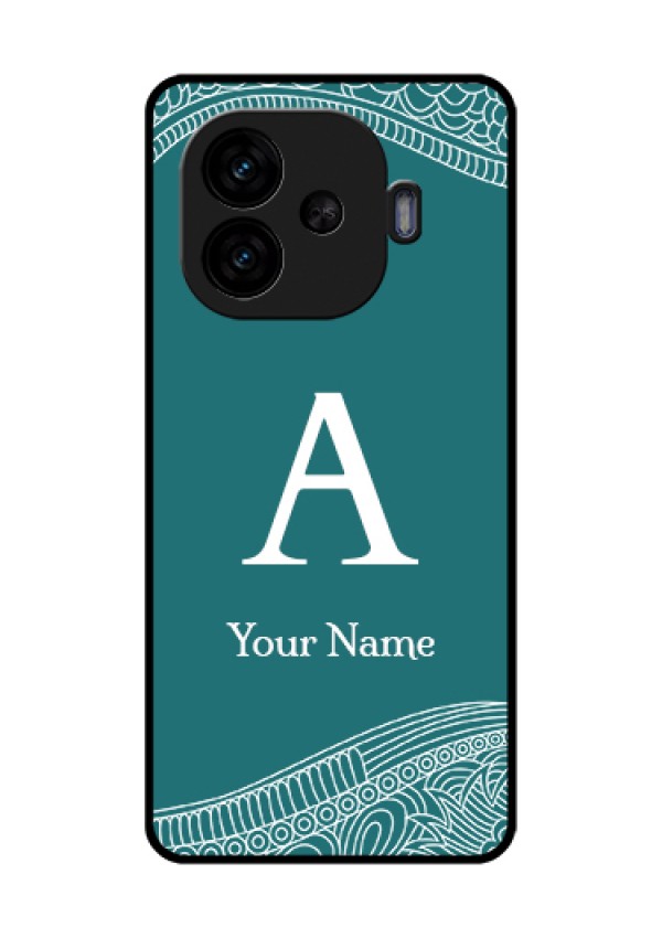 iQOO Neo 10R 5G Custom Glass Phone Case - Line Art Pattern With Custom Name Design