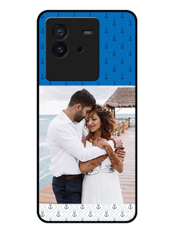 Custom iQOO Neo 6 5G Photo Printing on Glass Case - Blue Anchors Design