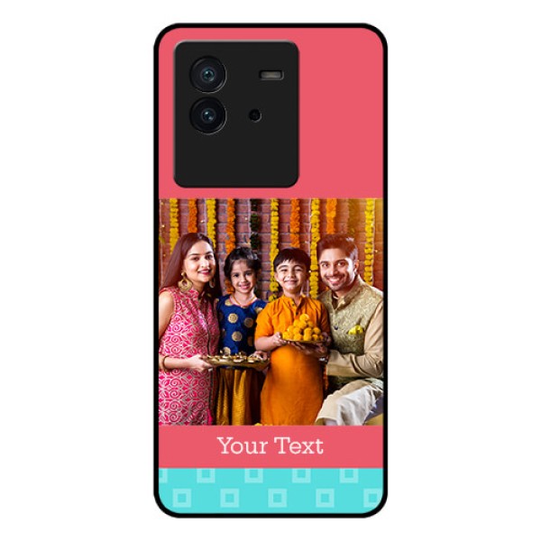 iQOO Neo 6 5G Personalized Glass Phone Case - Peach & Blue Color Design iQOO Neo 6 5G Personalized Glass Phone Case - Peach & Blue Color Design
