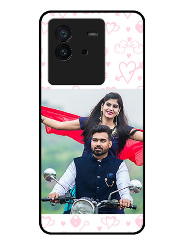 Custom iQOO Neo 6 5G Custom Glass Mobile Case - Pink Flying Heart Design