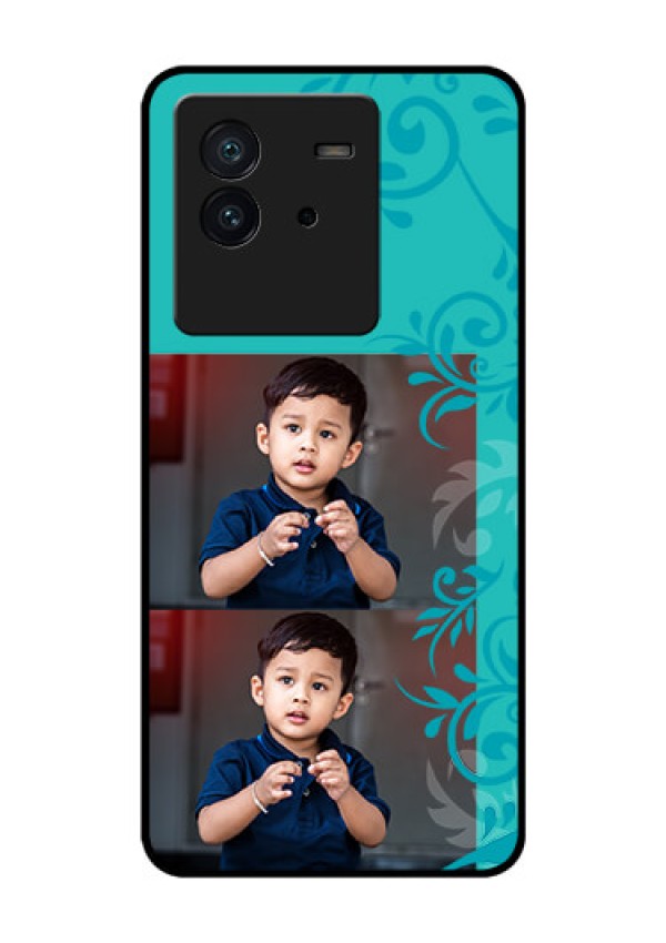 iQOO Neo 6 5G Personalized Glass Phone Case - with Photo and Green Floral Design