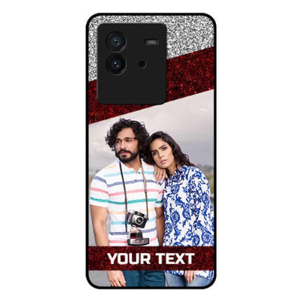 iQOO Neo 6 5G Personalized Glass Phone Case - Image Holder with Glitter Strip Design iQOO Neo 6 5G Personalized Glass Phone Case - Image Holder with Glitter Strip Design
