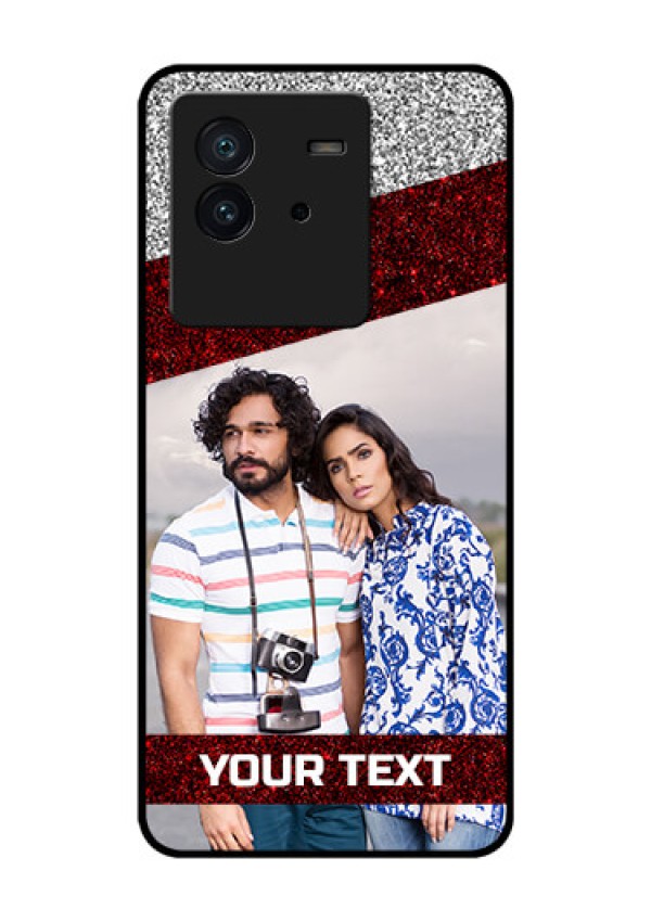 iQOO Neo 6 5G Personalized Glass Phone Case - Image Holder with Glitter Strip Design