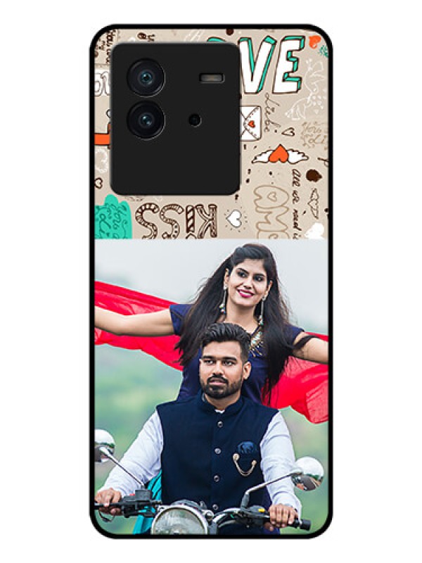 Custom iQOO Neo 6 5G Custom Glass Phone Case - Love Doodle Pattern