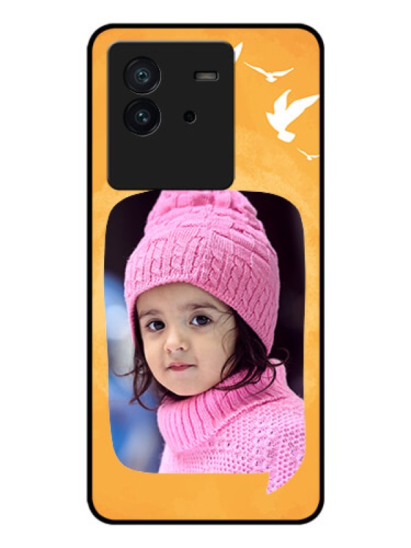 Custom iQOO Neo 6 5G Personalized Glass Phone Case - Water Color Design with Bird Icons