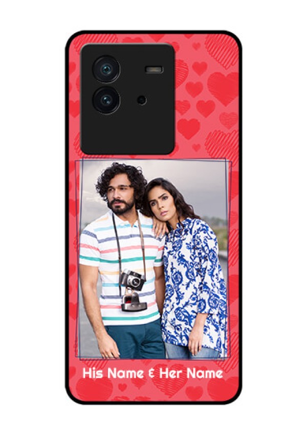 iQOO Neo 6 5G Photo Printing on Glass Case - with Red Heart Symbols Design