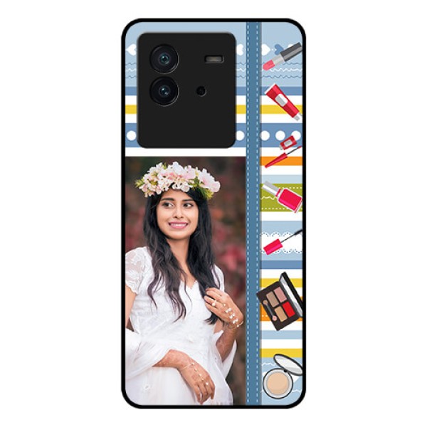 iQOO Neo 6 5G Personalized Glass Phone Case - Makeup Icons Design