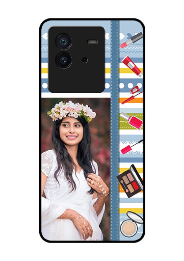 iQOO Neo 6 5G Personalized Glass Phone Case - Makeup Icons Design