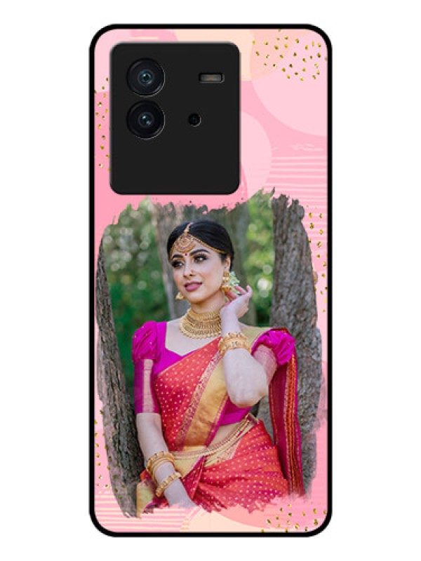 Custom iQOO Neo 6 5G Personalized Glass Phone Case - Gold Glitter Splash Design