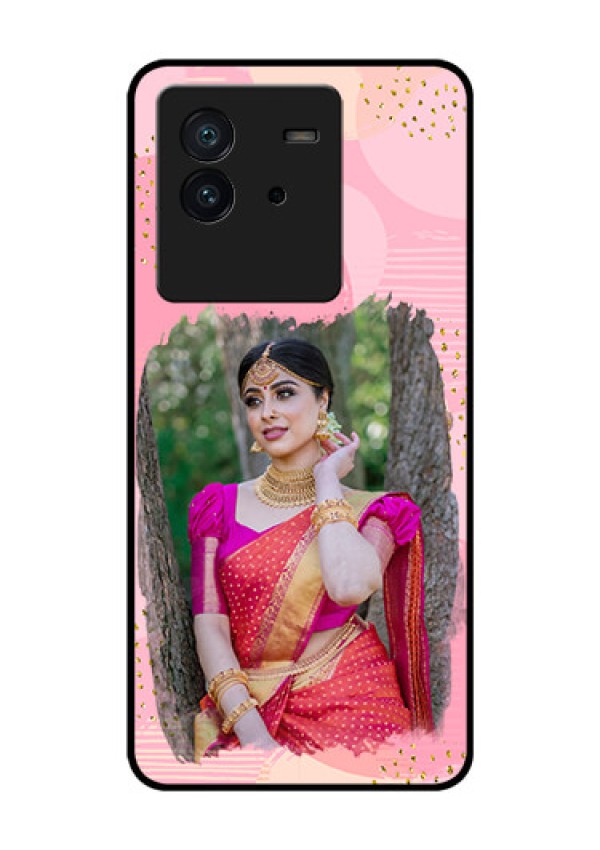 iQOO Neo 6 5G Personalized Glass Phone Case - Gold Glitter Splash Design