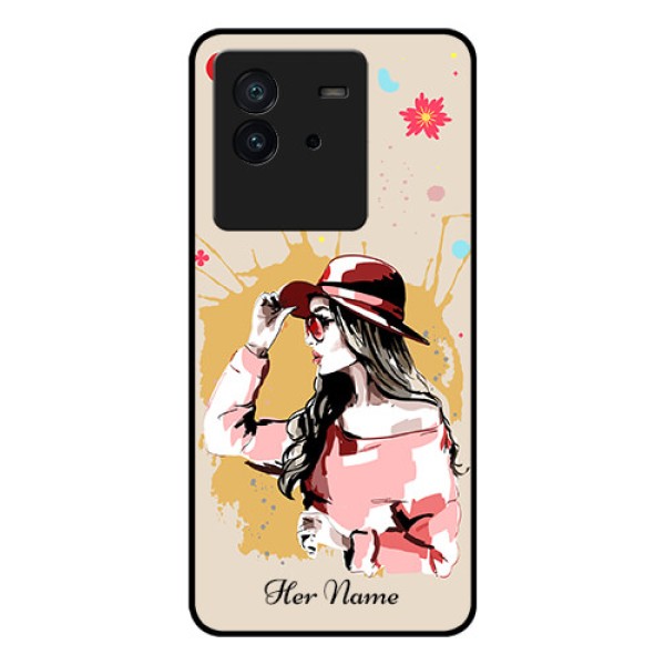 iQOO Neo 6 5G Photo Printing on Glass Case - Women with pink hat Design iQOO Neo 6 5G Photo Printing on Glass Case - Women with pink hat Design