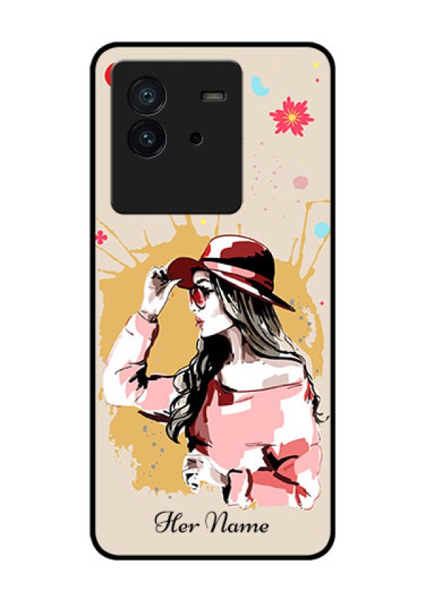 iQOO Neo 6 5G Photo Printing on Glass Case - Women with pink hat Design