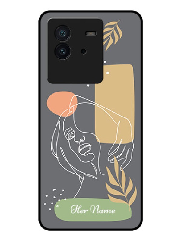 Custom iQOO Neo 6 5G Custom Glass Phone Case - Gazing Woman line art Design