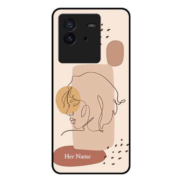 iQOO Neo 6 5G Photo Printing on Glass Case - Calm Woman line art Design iQOO Neo 6 5G Photo Printing on Glass Case - Calm Woman line art Design