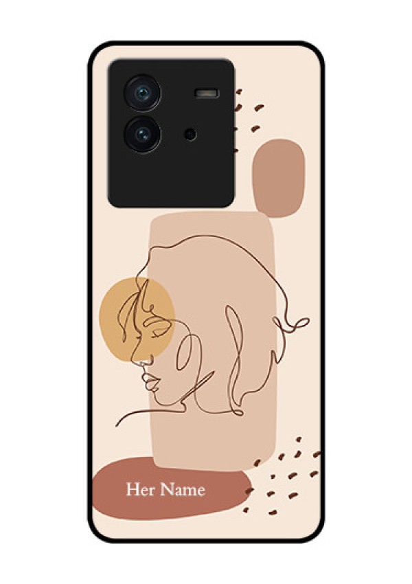 iQOO Neo 6 5G Photo Printing on Glass Case - Calm Woman line art Design