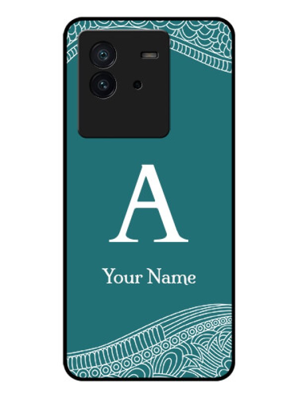 Custom iQOO Neo 6 5G Personalized Glass Phone Case - line art pattern with custom name Design