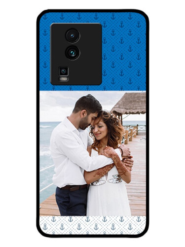 Custom iQOO Neo 7 5G Photo Printing on Glass Case - Blue Anchors Design