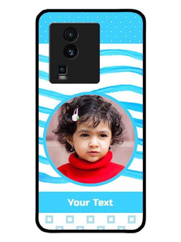 Custom iQOO Neo 7 5G Custom Glass Phone Case - Simple Blue Case Design