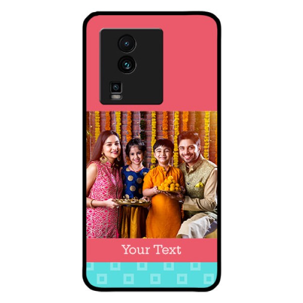iQOO Neo 7 5G Personalized Glass Phone Case - Peach & Blue Color Design iQOO Neo 7 5G Personalized Glass Phone Case - Peach & Blue Color Design